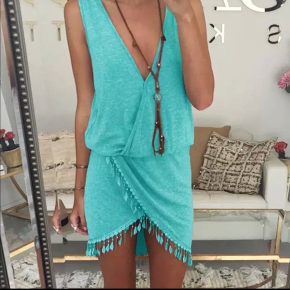 Beach faux wrap with tassels